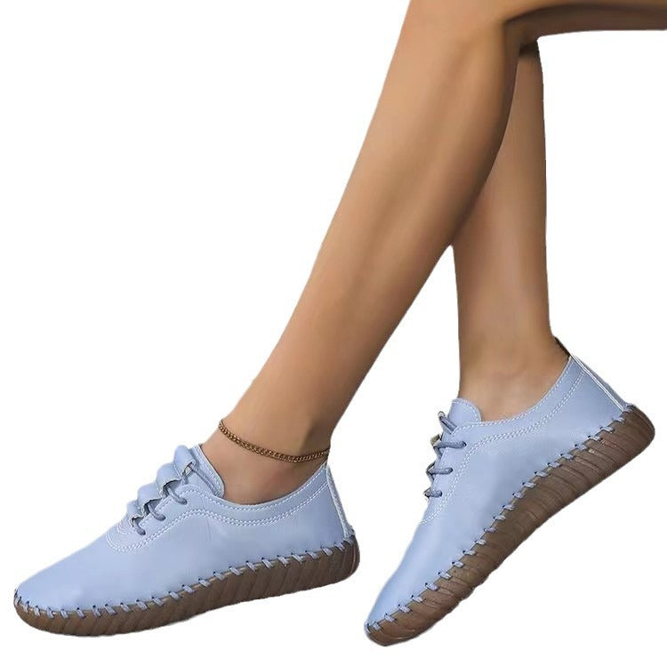 Damen bequeme Schnürschuhe aus hochwertigem Leder mit ergonomischer Sohle WW