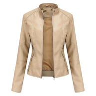 WW - Damen schlichte Kunstlederjacke für einen kantigen Look