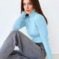 Damen Rollkragenpullover mit geripptem Design und lässigem Schnitt WW
