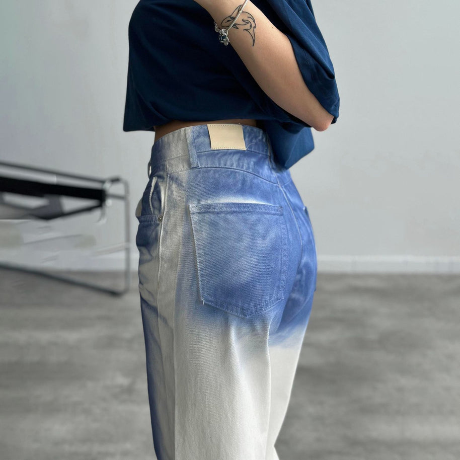 Damen Baggy Jeans im einzigartigen Batikdesign WW