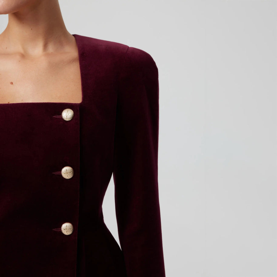 Damen Samt Blazer mit eleganten Knopfdetails WW