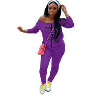 Damen Bequemes Off-Shoulder Jumpsuit mit modischem Print und elastischem Bund WW