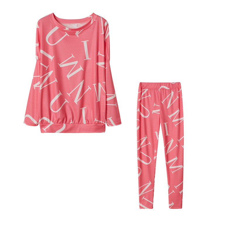 Damen Pyjama-Set mit langärmligem Oberteil und elastischen Hosen WW