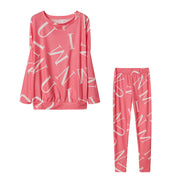 Damen Pyjama-Set mit langärmligem Oberteil und elastischen Hosen WW
