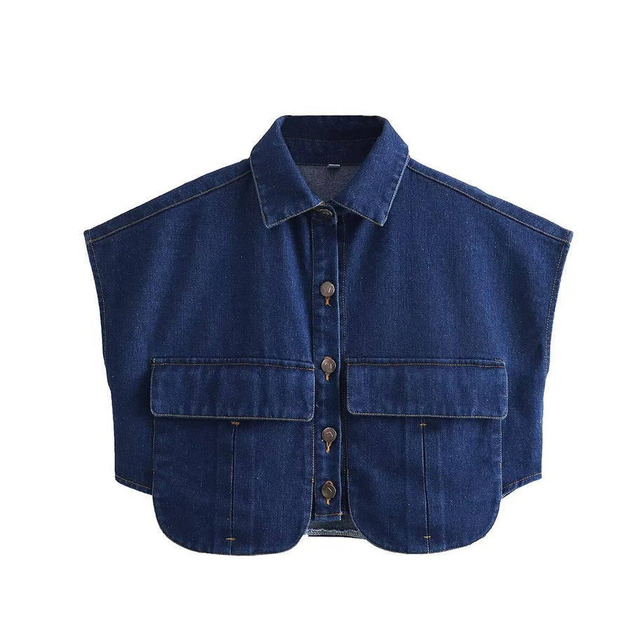 Damen ärmellose Utility-Bluse mit Taschen WW
