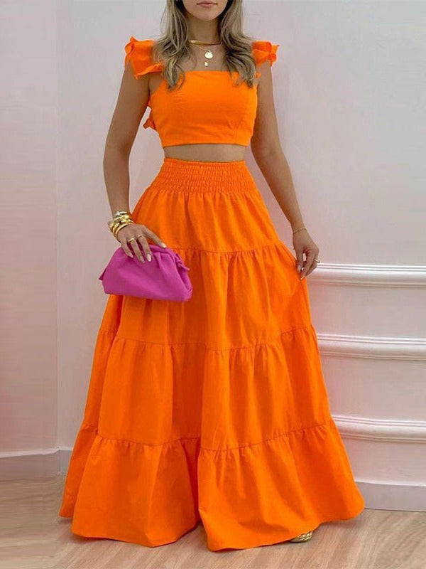 Damen Zweiteiliges Sommer-Outfit mit Volants WW