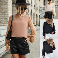 Damen Bluse mit eleganten Puffärmeln und strukturiertem Obermaterial WW
