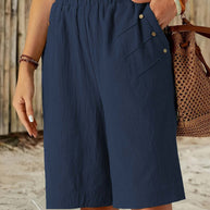 Damen lockere Sommer-Shorts mit elastischem Bund und praktischen Seitentaschen WW