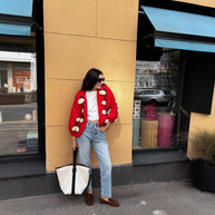 Damen Strickjacke mit einzigartigem Schafdesign und lässigem Schnitt WW