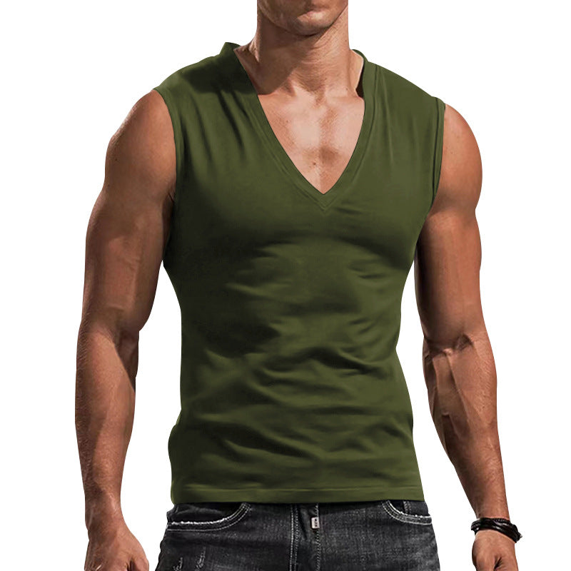 Herren ärmelloses V-Ausschnitt T-Shirt aus atmungsaktivem Material WW