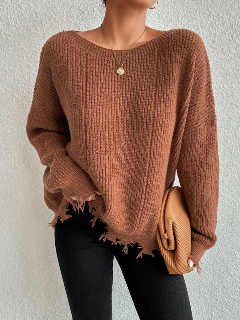 Damen Baumwollpullover mit lässigem Oversized-Schnitt WW