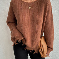 Damen Baumwollpullover mit lässigem Oversized-Schnitt WW
