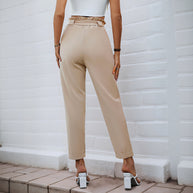 Damen Bequeme High-Waist Pants mit Taillengürtel WW