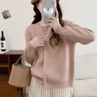 Damen Strickjacke mit eleganten Perlenknöpfen WW