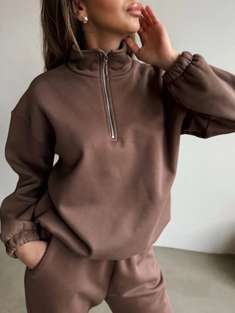 Damen Sportlicher Pullover mit Stehkragen und Reißverschluss WW