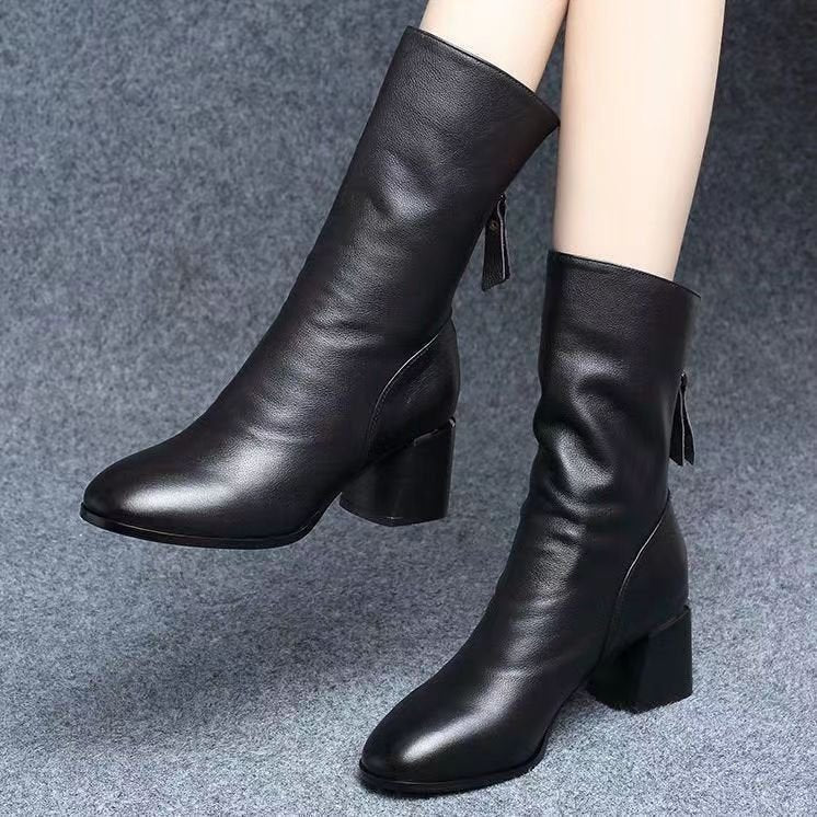Damen vegane Lederstiefeletten mit Reißverschluss