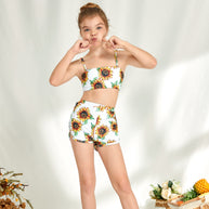 Mädchen Bikini-Set mit modischem Crop-Oberteil und hoch geschnittenen Shorts WW
