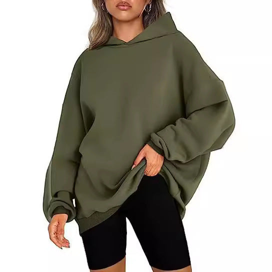 Damen oversized Kapuzenpullover mit seitlichen Schlitzen W&W Mode