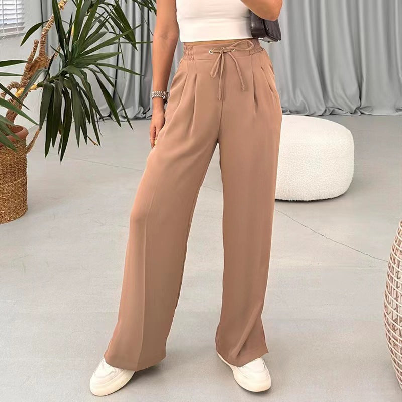 Damen Weite Freizeithose mit elastischem Bund und verstellbarem Kordelzug WW