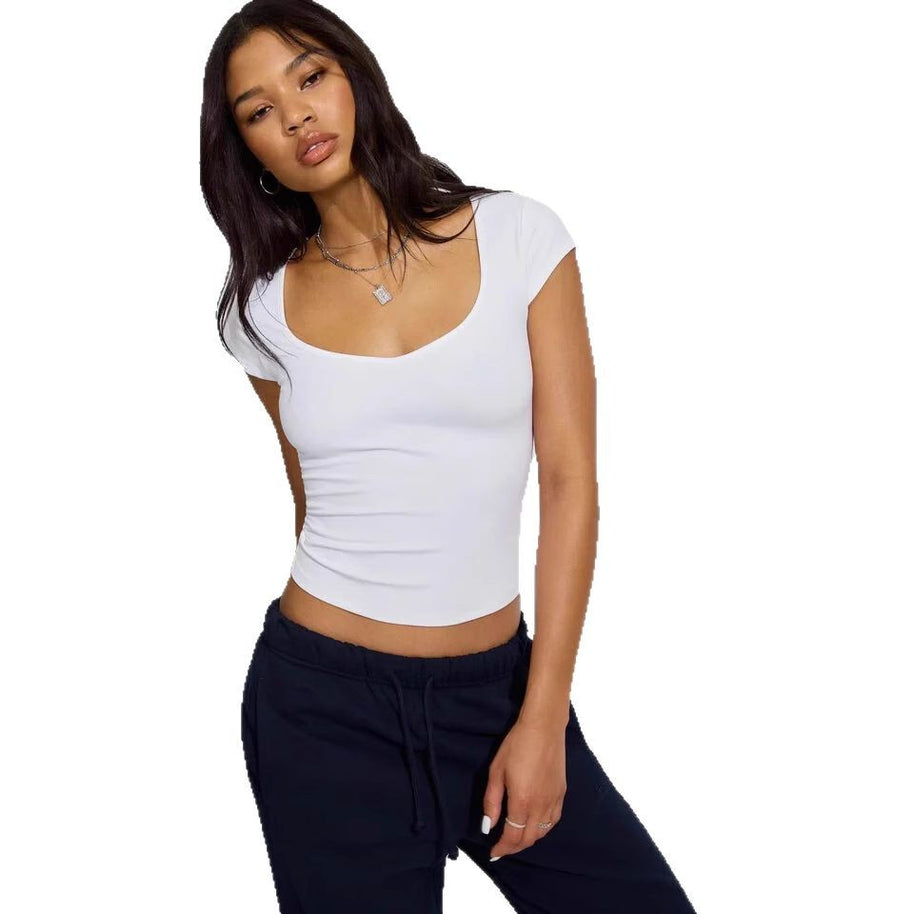 Damen figurbetontes Basic T-Shirt WW