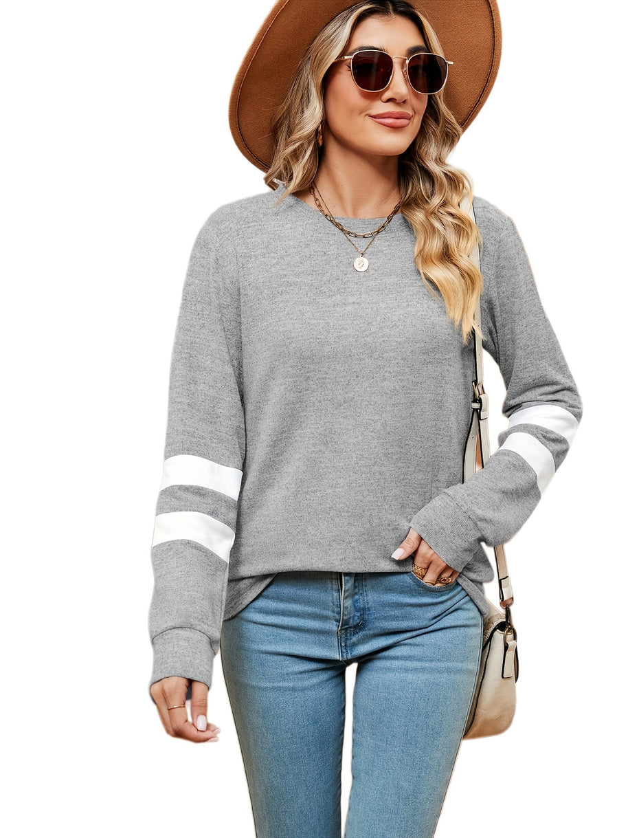 Damen sportliches Sweatshirt mit dekorativen Streifendetails WW