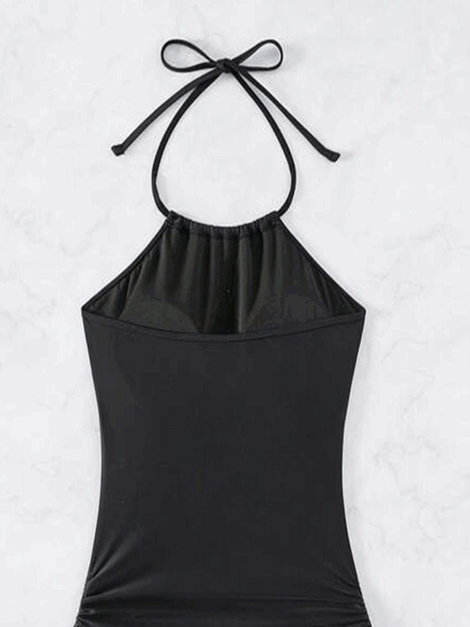 Damen Sportlicher Bikinischwimanzug mit hohem Kragen und verstellbaren Seiten