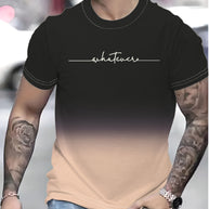 Herren T-Shirt mit kreativem Schriftzug und modernem Farbverlauf WW