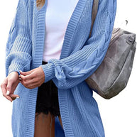 Damen Strickcardigan mit voluminösen Ärmeln und Zopfdetails WW