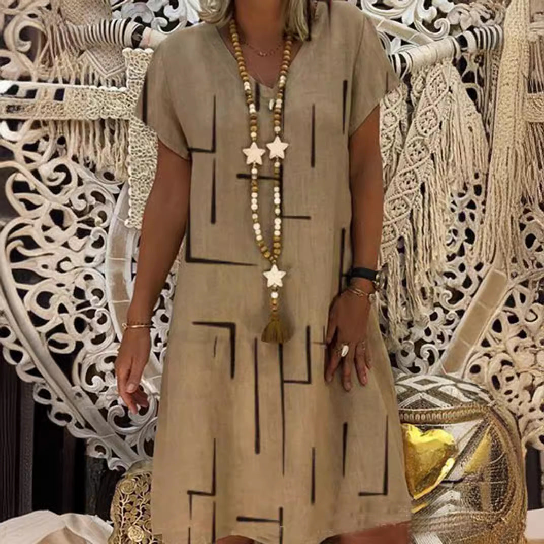 Damen Bequemes Tunika-Kleid mit modernen grafischen Mustern WW