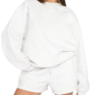 Damen bequemer Fleece-Cropped-Sweatshirt und Shorts-Mix WW