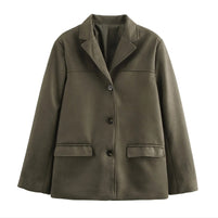 Damen schicke Blazerjacke aus weichem Material mit praktischen Taschen WW