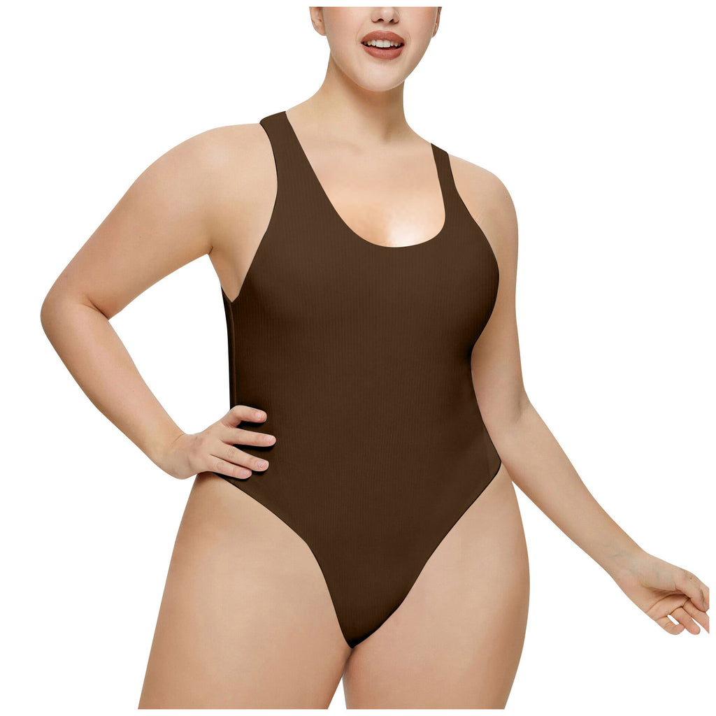 Damen Hochgeschnittenes Rib-Badeanzug WW