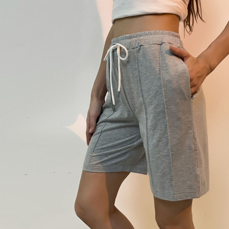 Damen Baumwoll-Shorts mit elastischem Bund und praktischen Taschen W&W Mode