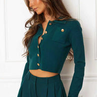 Damen Strickbluse mit eleganten Knopfdetails WW