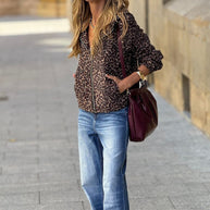 Damen Leopardenmuster Jacke im lässigen Schnitt WW
