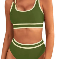 Damen Sportliches Bikini-Set mit breiten Trägern und hohem Schnitt WW