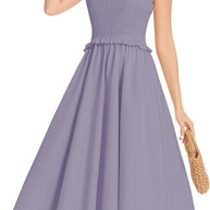 Damen elastisches Maxikleid mit Rüschendetails und geschmeidigem Material WW