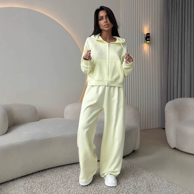 Damen bequemer und eleganter Hoodie mit weiten Hosen WW