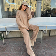 Damen bequemer Fleece Freizeitanzug mit lässigem Schnitt und elastischem Bund WW