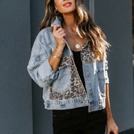 Damen Denimjacke mit einzigartigem Tiermuster und lässigem Schnitt WW