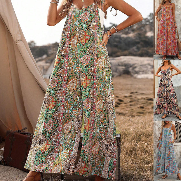 Damen Bequemes Maxikleid mit auffälligem Muster WW