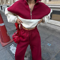 Damen Relaxed-Fit Sweatshirt und komfortable Sporthose Set WW