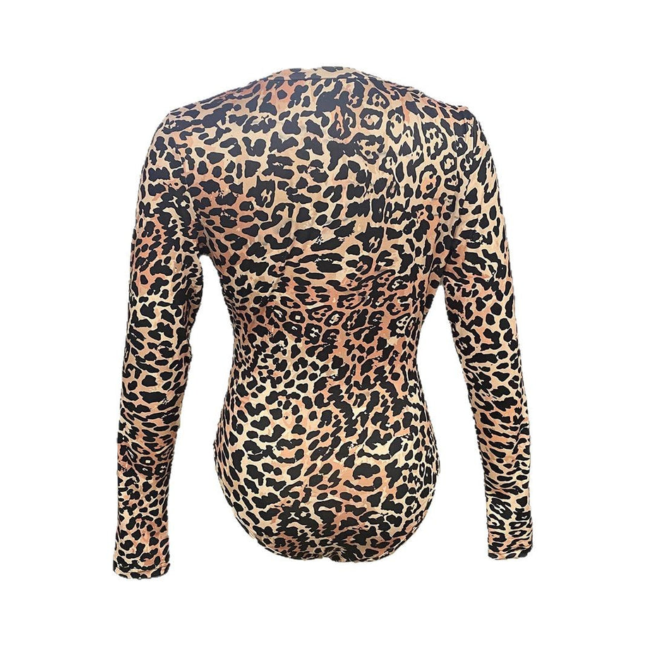 Damen Langarm Body mit aufregendem Leopardenmuster WW