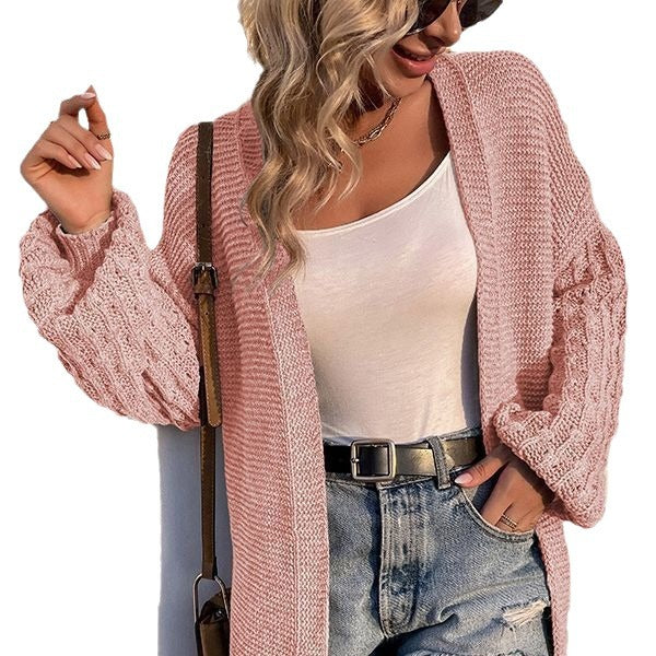 Damen Strickjacke im lässigen Oversized-Stil mit Zopfmuster WW