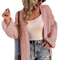 Damen Strickjacke im lässigen Oversized-Stil mit Zopfmuster WW