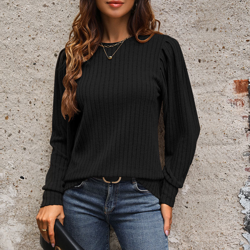 Damen Strickpullover mit eleganten Rüschendetails und strukturiertem Gewebe W&W Mode