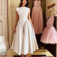 Damen A-linien Kleid mit elegantem Bustier-Oberteil und schwingendem Rock WW