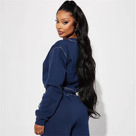 Damen Bequemer und stylischer Freizeitanzug mit Crop-Oberteil WW
