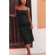 Damen Elegantes Maxikleid mit raffinierten Rüschendetails und verstellbaren Trägern W&W