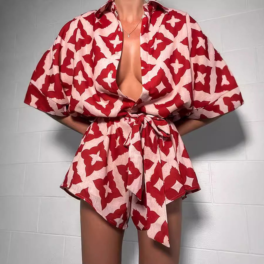 Damen Leichter, luftiger Kaftan mit Bindegürtel W&W Mode
